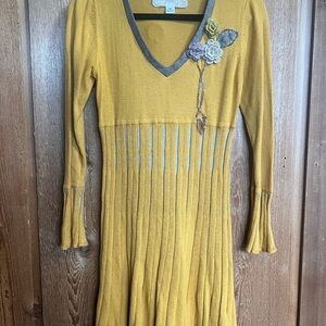 Elegant Mustard Long Sleeve Dress